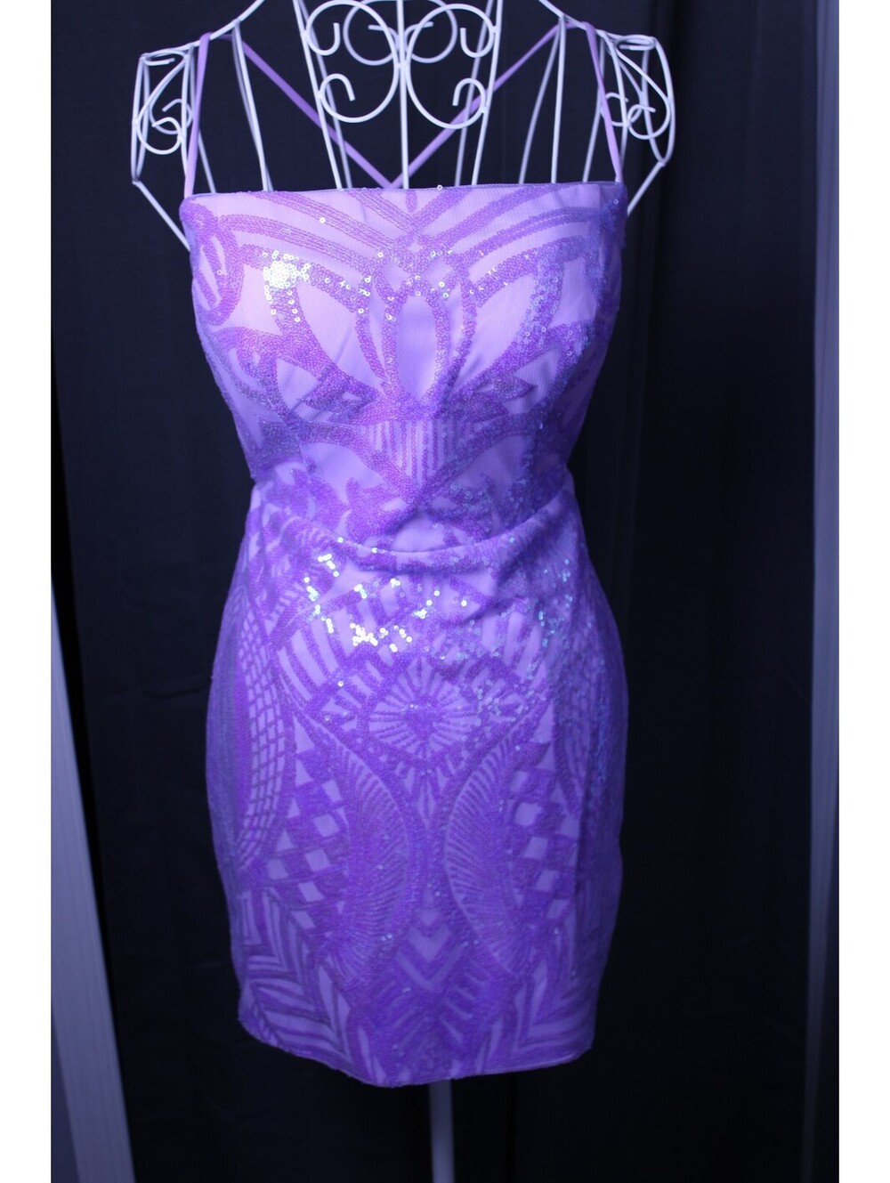 NWOT Purple Sequin Lace-Up Mini Dress - Size 10